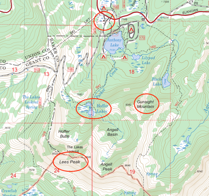<b>Figure 1:</b> Map showing the peaks surrounding Anthony Lakes, including Gunsight Mountain. (<a href=javascript:void(0); onClick=win=window.open('https://classic.avalanche.state.co.us/caic/media/full/acc_871_52587.png','caic_media','resizable=1,height=820,width=840,scrollbars=yes');win.focus();return false;>see full sized image</a>)