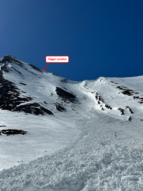 <b>Figure 3:</b> A view up the avalanche path. (<a href=javascript:void(0); onClick=win=window.open('https://classic.avalanche.state.co.us/caic/media/full/acc_879_52648.jpg','caic_media','resizable=1,height=820,width=840,scrollbars=yes');win.focus();return false;>see full sized image</a>)